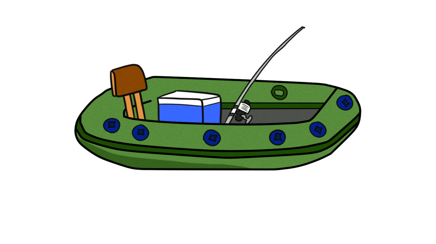 fishing gear and inflatable boats